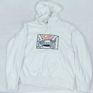 Uniqlo Keith Haring Hoodie Sweatshirt Adult Large White Pop Shop Tokyo Art